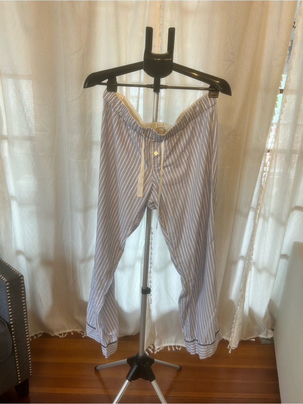 J. Crew Light Blue and White Striped Pajama Pants Size Medium